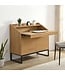 Wohnling Secretaire MDF 100cm Eiken Decor Metalen Poten Rechthoekig - Design Compact Bureau Uitschuifbaar met Opbergruimte - Bureau Houtlook - Kantoortafel met Kast Home Office