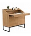 Wohnling Secretaire MDF 100cm Eiken Decor Metalen Poten Rechthoekig - Design Compact Bureau Uitschuifbaar met Opbergruimte - Bureau Houtlook - Kantoortafel met Kast Home Office