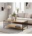 Wohnling Salontafel 110x60cm Eikenlook Zwart Rechthoekig - Design Sofatafel Metaal - Woonkamertafel Opbergruimte - Loungtafel Opbergruimte - Bijzettafel Koffietafel