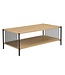 Wohnling Salontafel 110x60cm Eikenlook Zwart Rechthoekig - Design Sofatafel Metaal - Woonkamertafel Opbergruimte - Loungtafel Opbergruimte - Bijzettafel Koffietafel