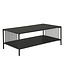 Wohnling Salontafel 110x60cm Eiken Look Zwart Rechthoekig - Design Banktafel Metaal - Woonkamertafel Opbergruimte - Loungtafel Opbergruimte - Bijzettafel Koffietafel