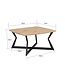 Wohnling Salontafel Vierkant 75x75cm Eiken Look Zwart - Design Banktafel - Woonkamertafel Loungetafel Modern - Bijzettafel Koffietafel Industrieel