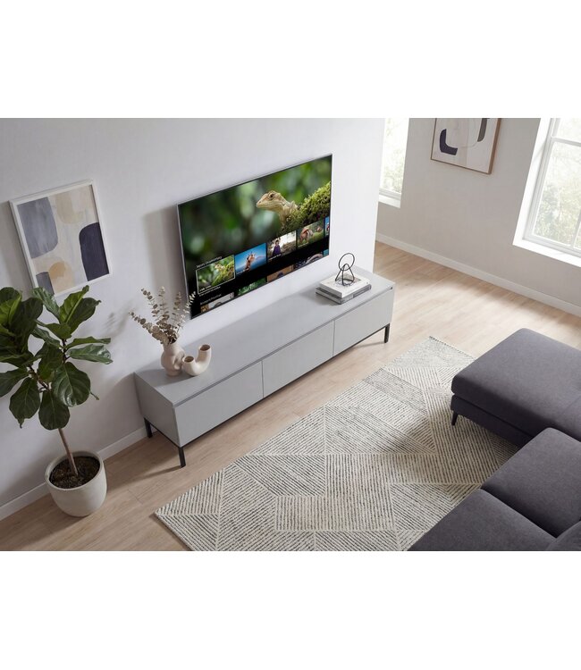 Wohnling Lowboard 150cm TV-meubel Grijs Rechthoekig met 3 Lades - Design TV-kast - TV-tafel Greeploos - Moderne TV-kast - TV-dressoir Woonkamer