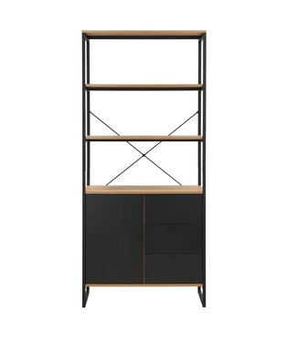 Wohnling Boekenkast zwart 180 cm hoog - WL7.640