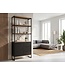 Wohnling Boekenkast MDF Metaal 180cm Eiken Decor Zwart - Design Staand Rek - Multifunctioneel Rek Houtlook hoog - Kast met Lades en Deur - Opbergrek Woonkamerrek