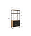 Wohnling Boekenkast MDF Metaal 180cm Eiken Decor Zwart - Design Staand Rek - Multifunctioneel Rek Houtlook hoog - Kast met Lades en Deur - Opbergrek Woonkamerrek