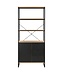 Wohnling Boekenkast MDF Metaal 180cm Eiken Decor Zwart - Design Staand Rek - Multifunctioneel Rek Houtlook hoog - Kast met Lades en Deur - Opbergrek Woonkamerrek
