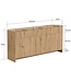Wohnling Sideboard Eiken Decor 155cm - Ladekast met 3 Deuren en 3 Laden - Design Dressoir Greeploos Push to Open Modern