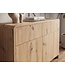 Wohnling Dressoir Eiken Decor 88cm - Commode met 2 Deuren en 2 Lades - Design Dressoir Greeploos Push to Open Modern