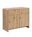 Wohnling Dressoir Eiken Decor 88cm - Commode met 2 Deuren en 2 Lades - Design Dressoir Greeploos Push to Open Modern