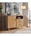 Wohnling Sideboard Eiken Decor 116cm - Commode met deur en 2 laden - Design Dressoir open opbergvak - Moderne Staande Kast