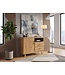 Wohnling Sideboard Eiken Decor 116cm - Commode met deur en 2 laden - Design Dressoir open opbergvak - Moderne Staande Kast