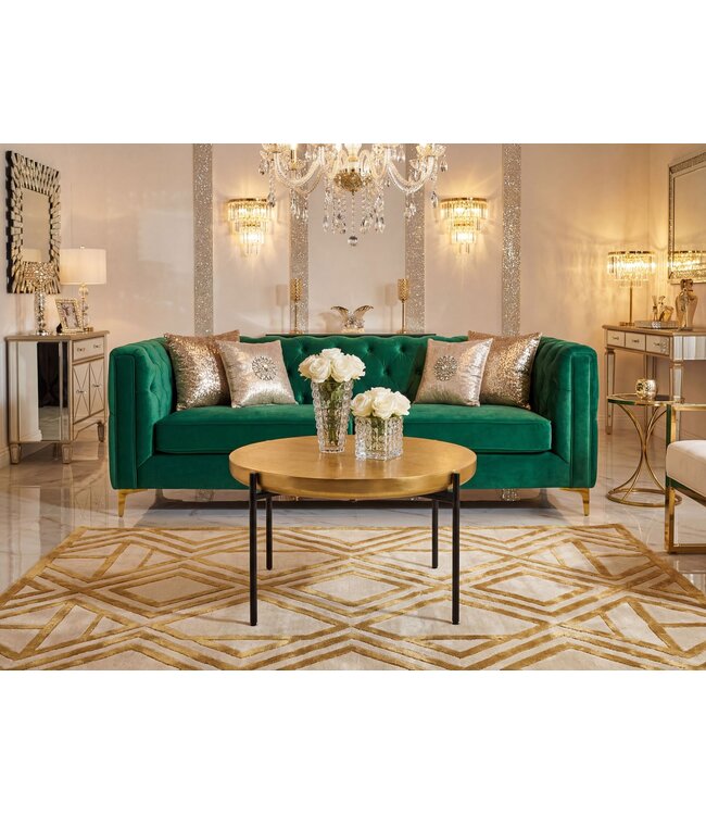 Wohnling Salontafel Aluminium Rond 63cm Goud - Moderne Woonkamertafel Oriëntaals - Elegante Sofatafel Oriënt - Koffietafel Metaal - Design Loungtafel Bijzettafel Woonkamer Handgemaakt