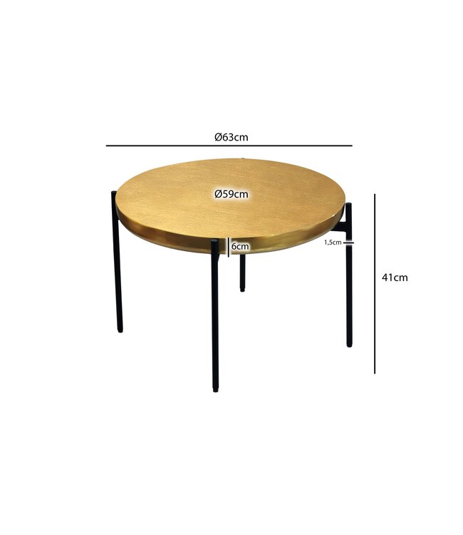 Wohnling Salontafel Aluminium Rond 63cm Goud - Moderne Woonkamertafel Oriëntaals - Elegante Sofatafel Oriënt - Koffietafel Metaal - Design Loungtafel Bijzettafel Woonkamer Handgemaakt