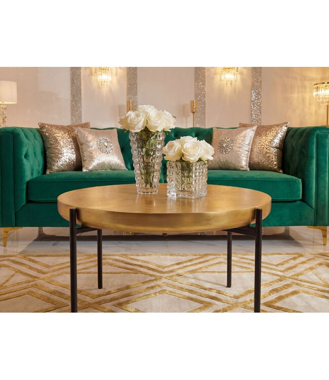 Wohnling Salontafel Aluminium Rond 63cm Goud - Moderne Woonkamertafel Oriëntaals - Elegante Sofatafel Oriënt - Koffietafel Metaal - Design Loungtafel Bijzettafel Woonkamer Handgemaakt
