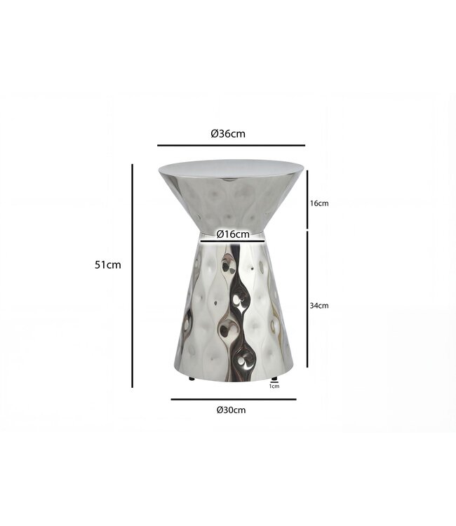 Wohnling Bijzettafel Aluminium 36cm Zilver Rond - Design Bijzettafel Metaal - Loungtafel Alu - Moderne Salontafel - Kleine Woonkamertafel Handgemaakt