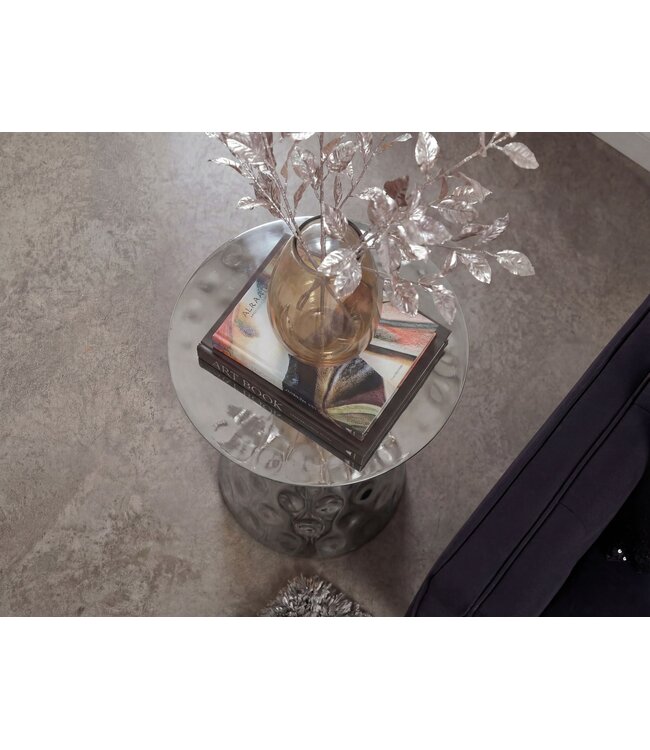 Wohnling Bijzettafel Aluminium 36cm Zilver Rond - Design Bijzettafel Metaal - Loungtafel Alu - Moderne Salontafel - Kleine Woonkamertafel Handgemaakt