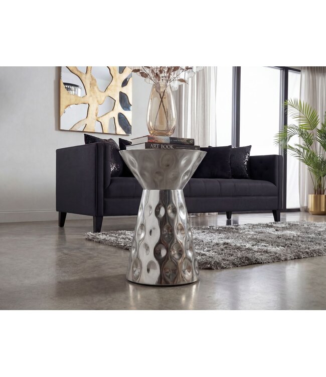 Wohnling Bijzettafel Aluminium 36cm Zilver Rond - Design Bijzettafel Metaal - Loungtafel Alu - Moderne Salontafel - Kleine Woonkamertafel Handgemaakt