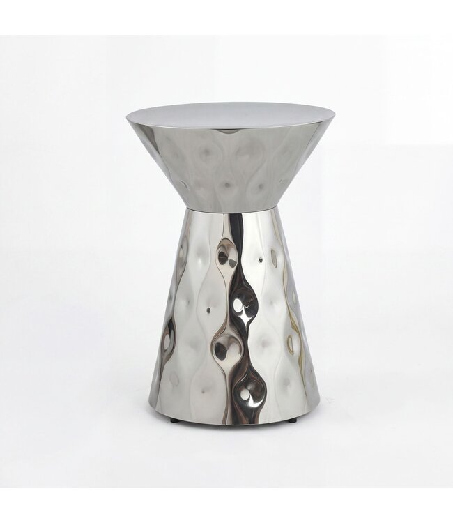 Wohnling Bijzettafel Aluminium 36cm Zilver Rond - Design Bijzettafel Metaal - Loungtafel Alu - Moderne Salontafel - Kleine Woonkamertafel Handgemaakt