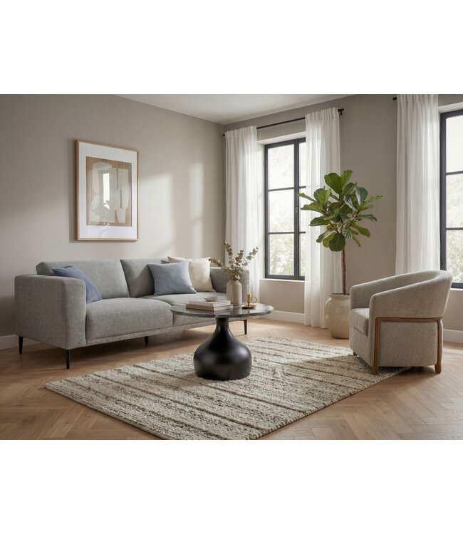 Wohnling Salontafel 60cm Aluminium met zwart marmeren tafelblad - Ronde woonkamertafel - Design banktafel - Moderne loungetafel - Elegante bijzettafel woonkamer Handgemaakt