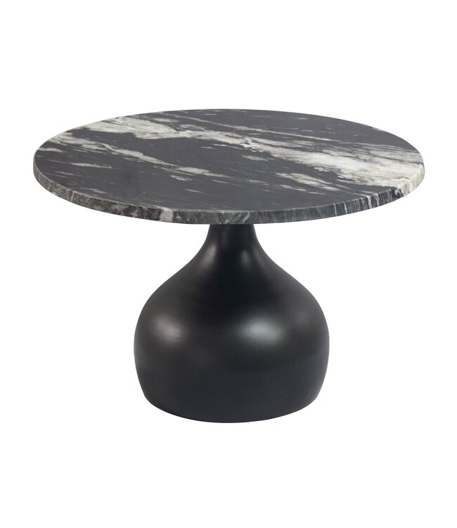 Wohnling Salontafel 60cm Aluminium met zwart marmeren tafelblad - Ronde woonkamertafel - Design banktafel - Moderne loungetafel - Elegante bijzettafel woonkamer Handgemaakt