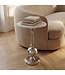 Wohnling Bijzettafel Rond 40x40cm Zilver met massief marmeren blad Wit - Design bijzettafel Metaal Natuursteen - Loungetafel Salontafel Art Déco - Banktafel Woonkamertafel Handgemaakt