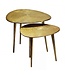 Wohnling 2-delige set Salontafel Aluminium Goud - Design Bijzettafel Set Organisch - Metalen Tafel Woonkamertafel modern Alu - Sofatafel Metaal - Driebenige Loungetafel Set Nesttafel Handgemaakt