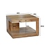 Wohnling Salontafel Acacia Massief Hout 60cm - Vierkante Woonkamertafel met Opbergvak - Design Sofa Tafel Hout - Open Loungtafel - Natuur Bijzettafel Handgemaakt