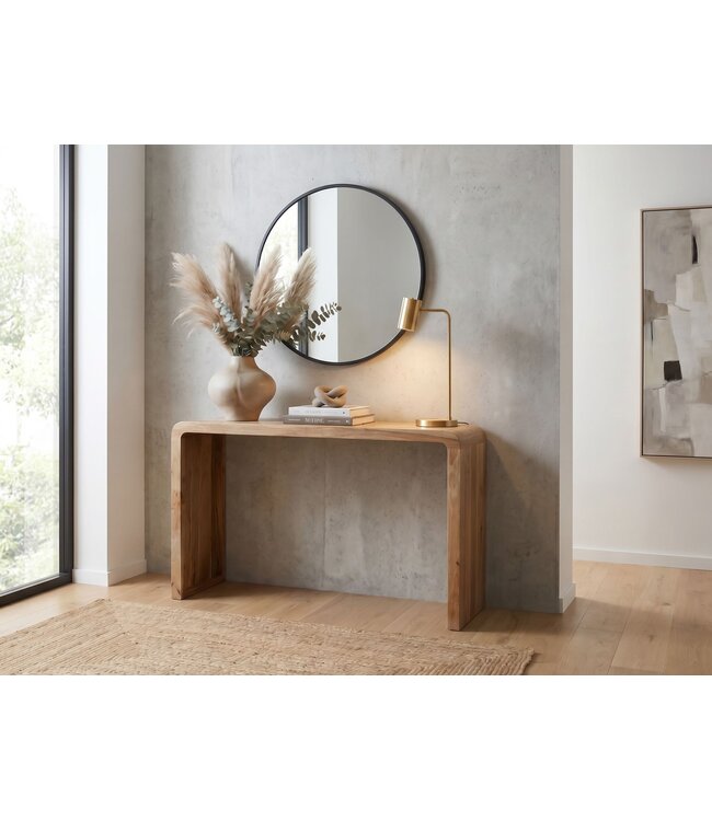 Wohnling Console tafel Acacia Massief hout 120cm Smal - Moderne Haltafel Houten Dressoir - Elegante Gangtafel Hal Massief houten meubels Handgemaakt