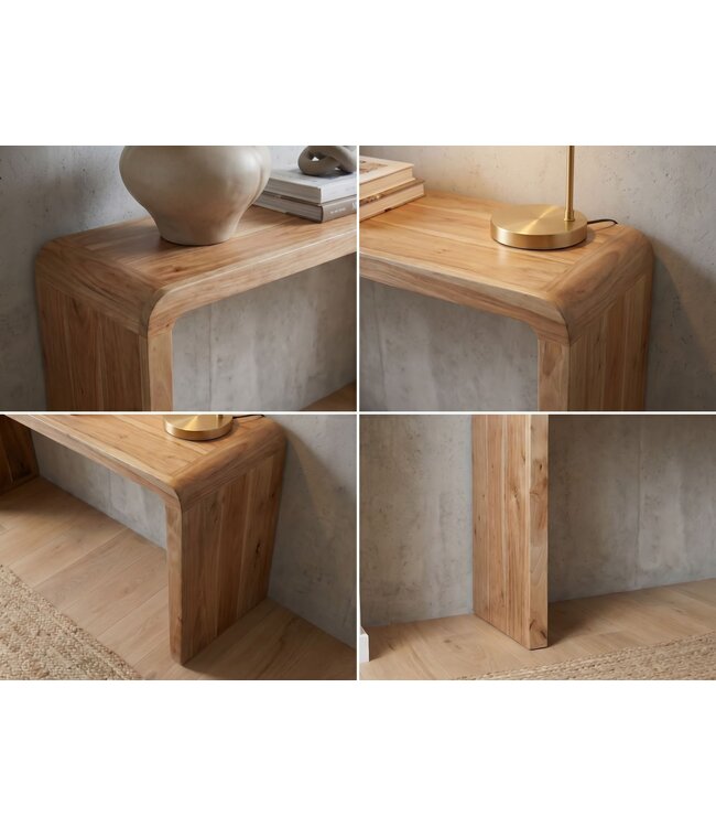 Wohnling Console tafel Acacia Massief hout 120cm Smal - Moderne Haltafel Houten Dressoir - Elegante Gangtafel Hal Massief houten meubels Handgemaakt