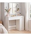 Wohnling Kaptafel 90cm Wit Make-uptafel Modern - Toilettafel met Spiegel en Plank - Witte Kaptafel met Lade en Deur - Grote Moderne Make-up Tafel