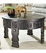Wohnling Design Salontafel 60x36x60 cm Mango Massief Hout Ronde Zwarte Bijzettafel, Woonkamertafel Hout Massief, Tafel Woonkamer Oriëntaals, Koffietafel Loungtafel