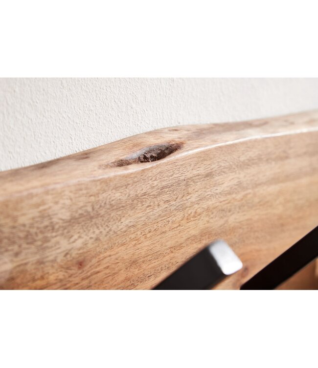 Wohnling design kapstok acacia massief hout / metaal 100 x 29 x 12,5 cm | Haakrail hal kapstok wand | Kledingkast hout