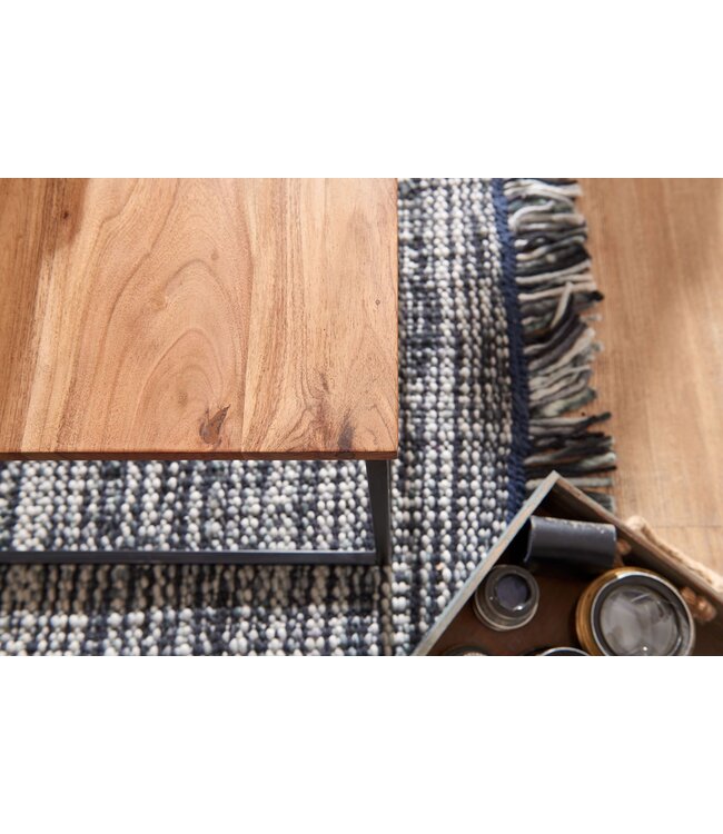 Wohnling salontafel 60x60x41 cm massief houten metalen salontafel salontafel acacia | Industriële kamertafel | Houten tafel, salontafel, massief | Tafel woonkamer