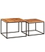 Wohnling salontafel set van 2 acacia massief hout / metalen bijzettafel hoekig | Design salontafel met metalen poten Salontafel | 2-delige placemat nesttafel