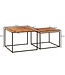 Wohnling salontafel set van 2 acacia massief hout / metalen bijzettafel hoekig | Design salontafel met metalen poten Salontafel | 2-delige placemat nesttafel