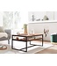 Wohnling salontafel 100x60x45 cm massief houten metalen salontafel salontafel acacia | Industriële kamertafel met opbergruimte | Houten tafel, salontafel, massief