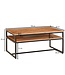 Wohnling salontafel 100x60x45 cm massief houten metalen salontafel salontafel acacia | Industriële kamertafel met opbergruimte | Houten tafel, salontafel, massief