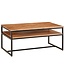 Wohnling salontafel 100x60x45 cm massief houten metalen salontafel salontafel acacia | Industriële kamertafel met opbergruimte | Houten tafel, salontafel, massief