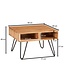 Wohnling salontafel 60x40x60 cm acacia massief hout / metalen design salontafel hoekig | Houten tafel met opbergruimte | Salontafel hout vierkant bruin