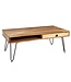 Wohnling Salontafel BAGLI Massief Acaciahout 110 cm breed Woonkamertafel Design Metalen Poten Landelijke Stijl Bijzettafel Lade
