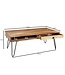 Wohnling Salontafel BAGLI Massief Acaciahout 110 cm breed Woonkamertafel Design Metalen Poten Landelijke Stijl Bijzettafel Lade