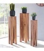 Wohnling bijzettafel set van 3 massief houten acacia woonkamertafel design kolommen landelijke stijl salontafel vierkant