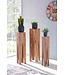 Wohnling bijzettafel set van 3 massief houten acacia woonkamertafel design kolommen landelijke stijl salontafel vierkant
