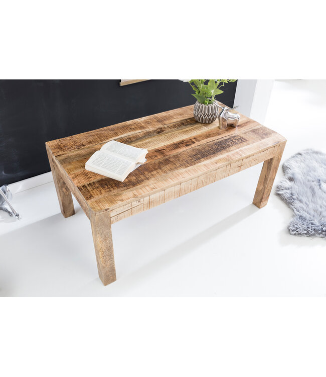 Wohnling salontafel RUSTICA 110 x 60 x 47 cm massief hout Mango Nature | Landelijke stijl salontafel Rustieke Koffietafel | Massief houten tafel woonkamer