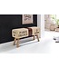 Wohnling Ontwerp Turn Bock bank CANVAS Brown 91 x 30 x 50 cm | Draai voetbank gemaakt van echt leder / stof | Kruk Garderobebank Kruk gymnastiek- bank