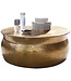 Wohnling salontafel KARAM 75x31x75 cm aluminium gouden bijzettafel oosterse rond | Plat gehamerd koffietafeltje metaal Design salontafel modern | Tafel klein Indiaas stub tafel klein