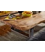 Wohnling salontafel ASURA 115 x 25 x 58 cm Acacia massief hout metalen frame groot | Boomstam Woonkamertafel Massief hout Bruin | Boomstam salontafel Landhuis houten tafel | Tafel Woonkamertafel