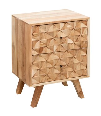 Wohnling Nachtkastje REWA 44x61x35cm Acacia Massief Hout Nachtkast Hoog, Landelijke Nachtkast Boxspringbed, Nachttafel Lades, Nachtkastje Houten Nachtkast, Bijzettafel Massief