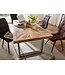 Wohnling eettafel mango massief houten eetkamertafel 200x76,5x100 cm | Keukentafel loft natuur | Massief houten tafel met metalen frame | Industriële tafel
